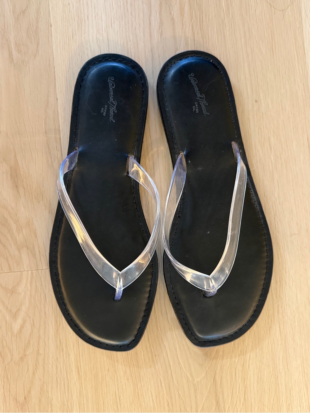 Universal thread Jelly Clear Strap Black Flip Flop Sandals
